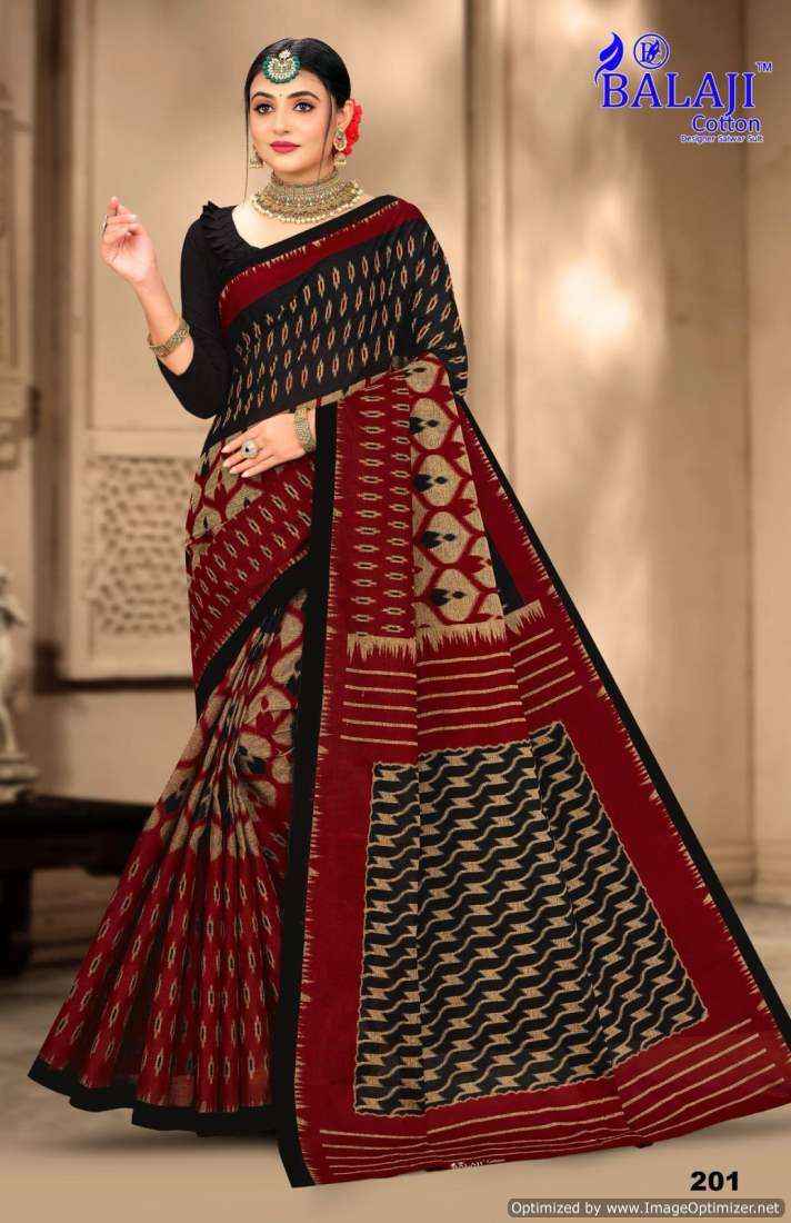 Balaji Cotton Ikkat Masleen Vol 2 Fancy Cotton Dark Colors Saree Suppliers ( 10 pcs catalog )
