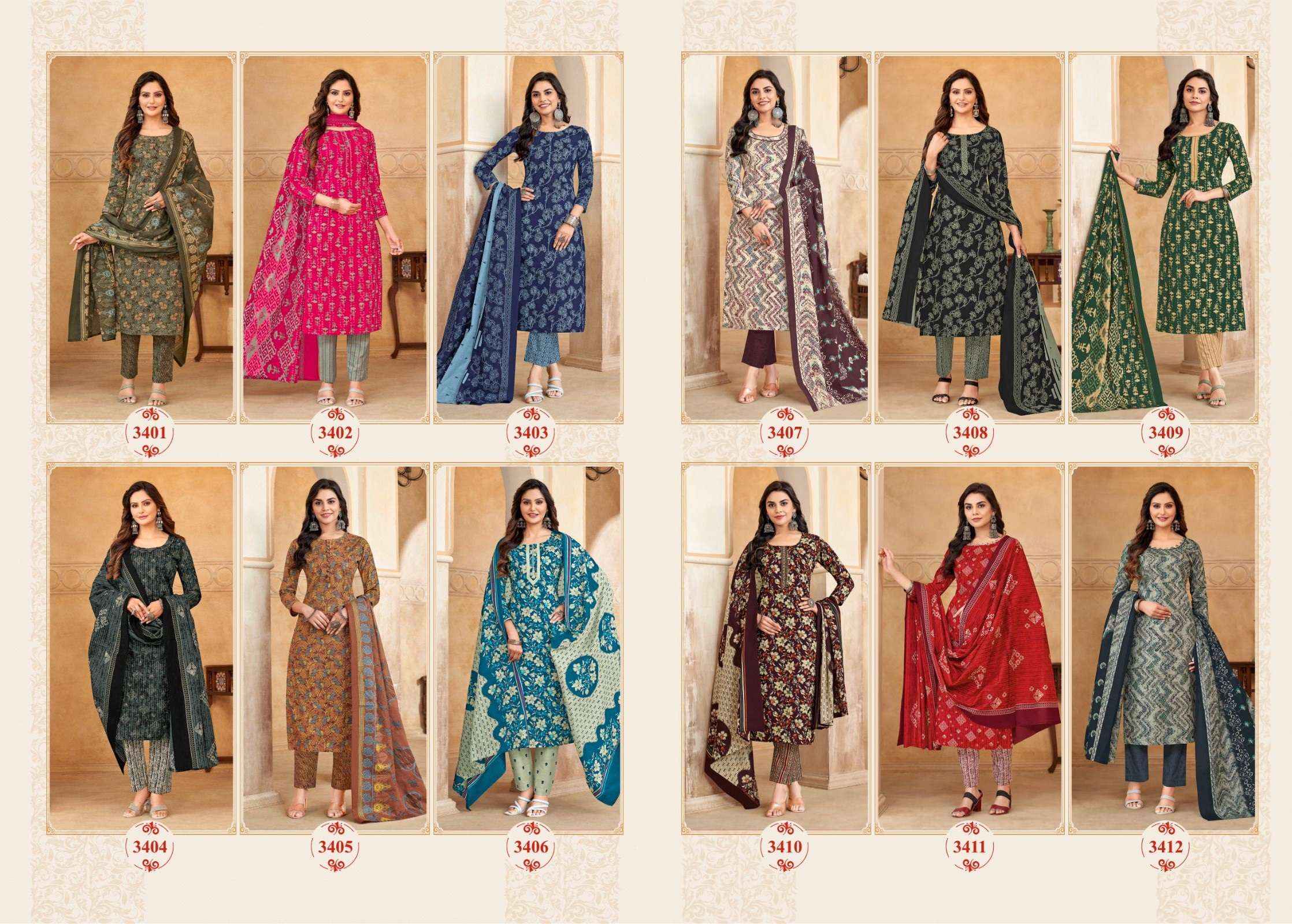 BALAJI COTTON KUMKUM VOL 34 COTTON DRESS MATERIAL ( 12 PCS CATALOG )