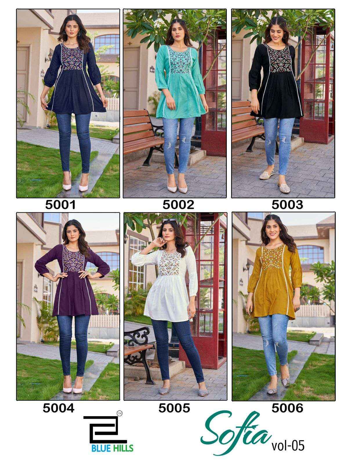 BLUE HILLS SOFIA VOL 5 RAYON FANCY WESTERN WEAR TOP ( 6 PCS CATALOG )