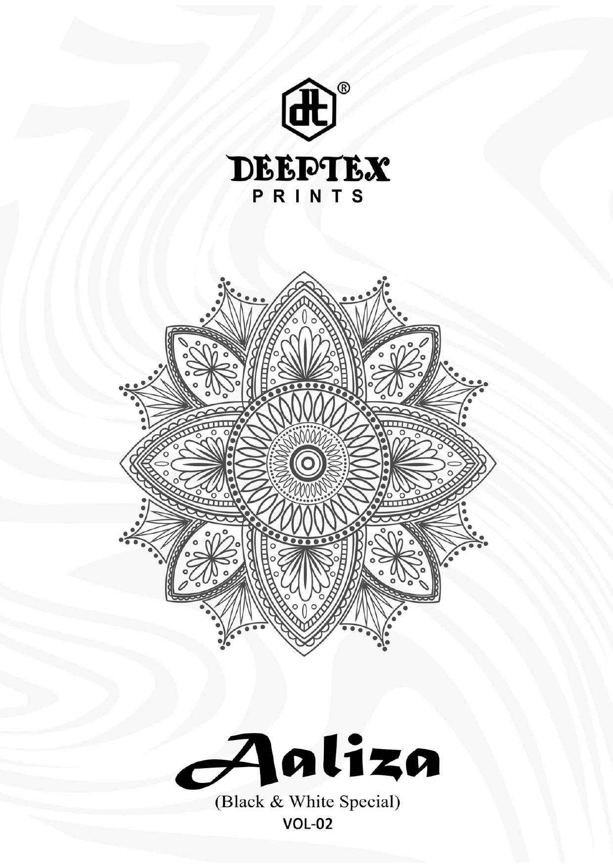 DEEPTEX PRINTS AALIZA BLACK & WHITE SPECIAL VOL 2 PURE COTTON SUITS ( 10 PCS CATALOG )