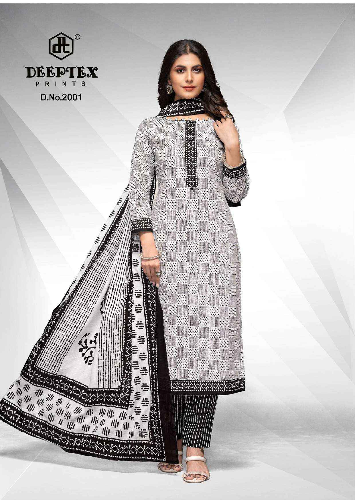 DEEPTEX PRINTS AALIZA BLACK & WHITE SPECIAL VOL 2 PURE COTTON SUITS ( 10 PCS CATALOG )