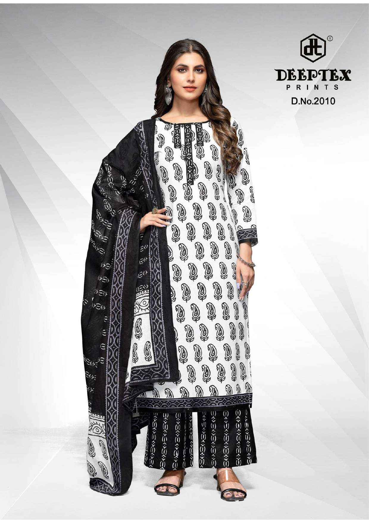 DEEPTEX PRINTS AALIZA BLACK & WHITE SPECIAL VOL 2 PURE COTTON SUITS ( 10 PCS CATALOG )