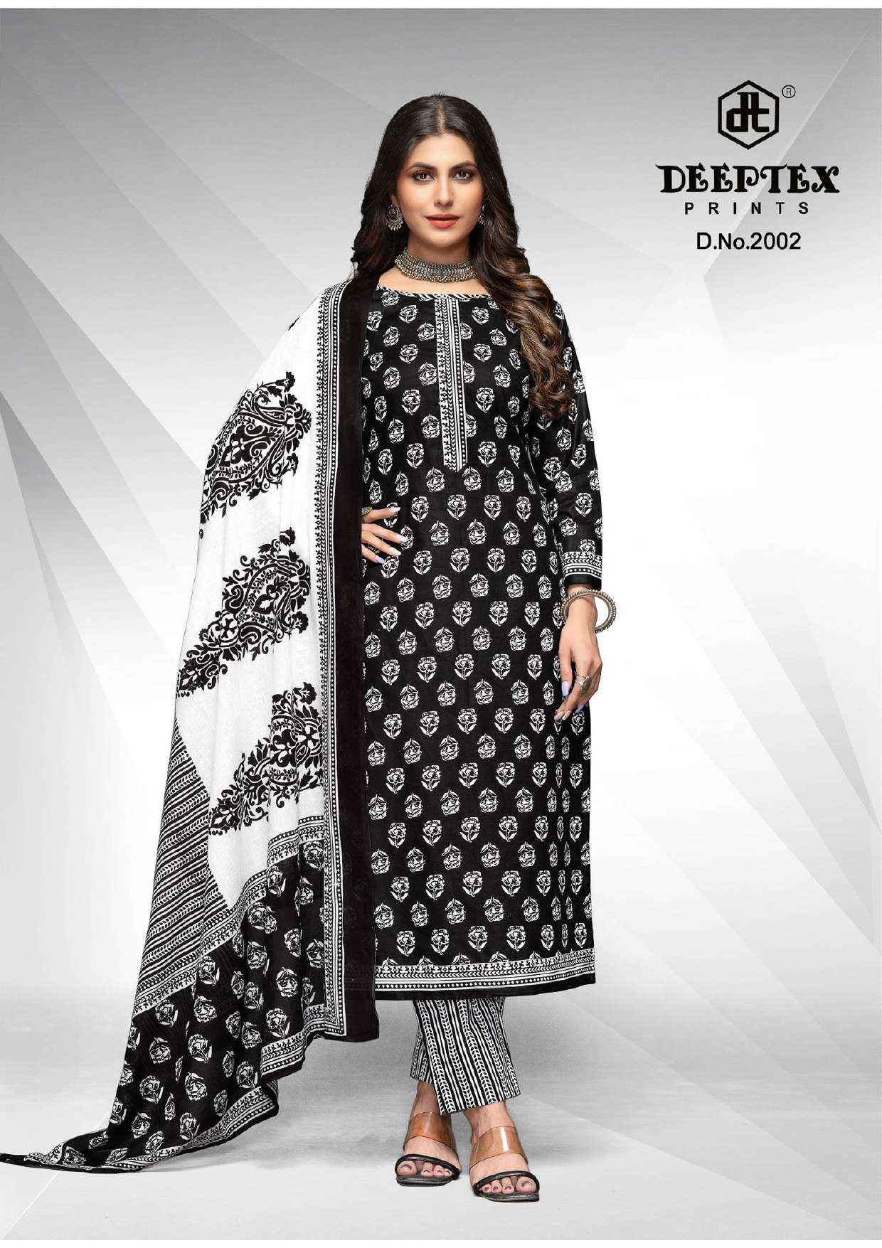 DEEPTEX PRINTS AALIZA BLACK & WHITE SPECIAL VOL 2 PURE COTTON SUITS ( 10 PCS CATALOG )