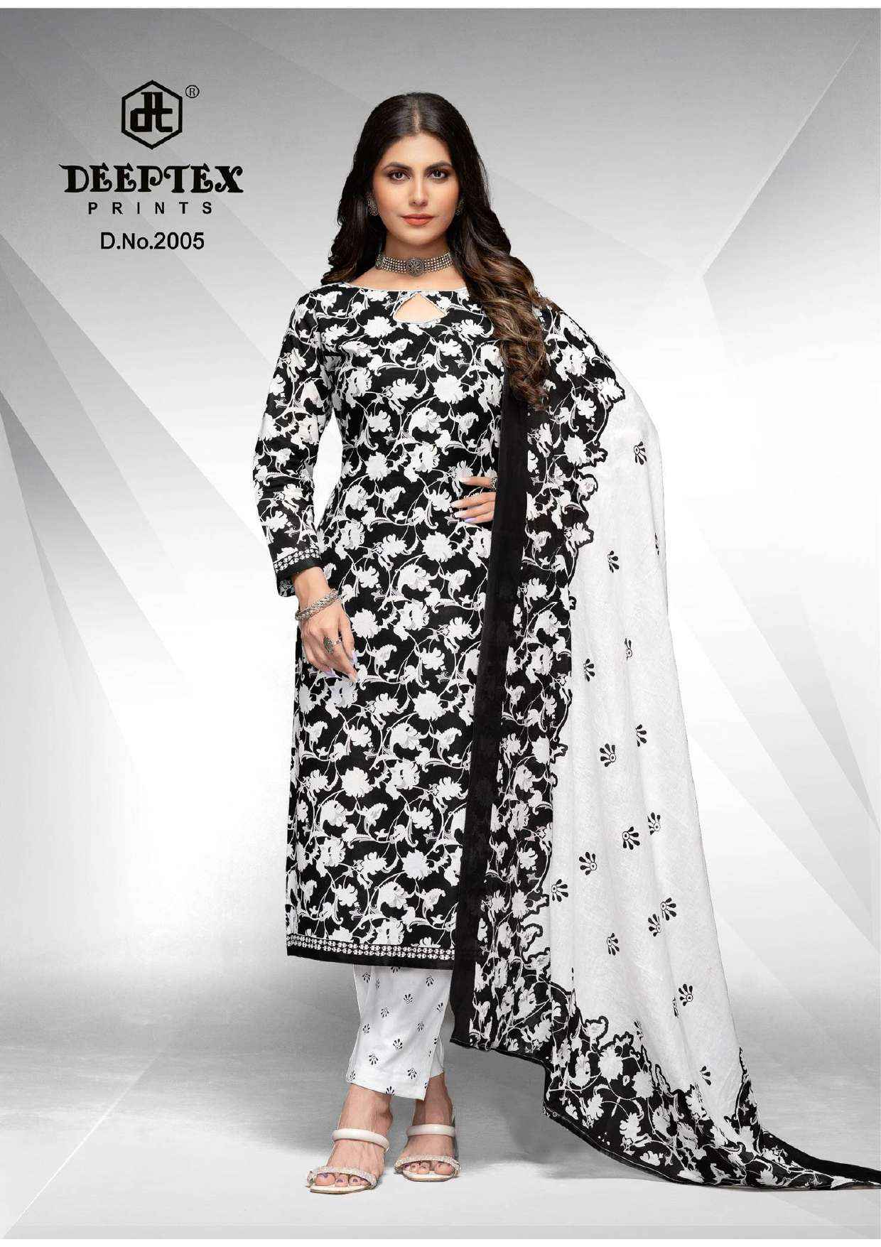 DEEPTEX PRINTS AALIZA BLACK & WHITE SPECIAL VOL 2 PURE COTTON SUITS ( 10 PCS CATALOG )