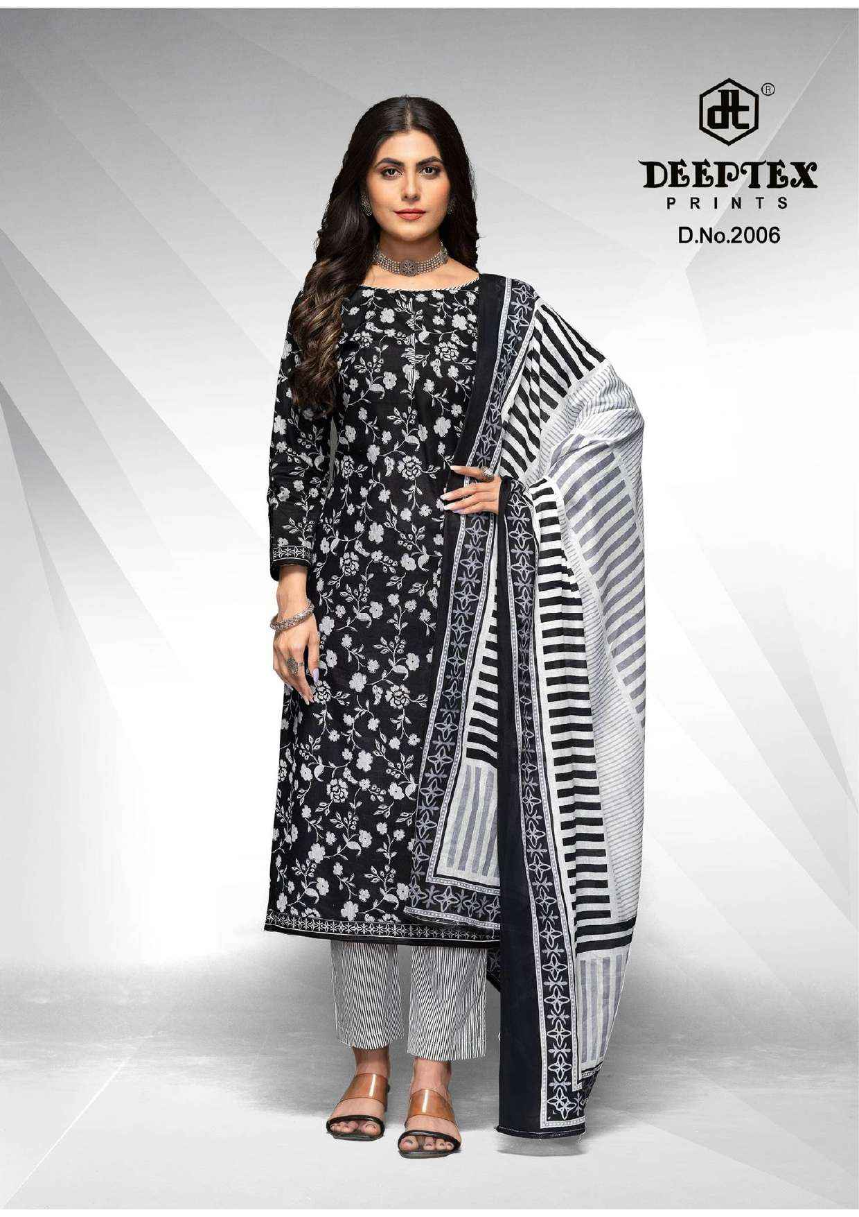 DEEPTEX PRINTS AALIZA BLACK & WHITE SPECIAL VOL 2 PURE COTTON SUITS ( 10 PCS CATALOG )