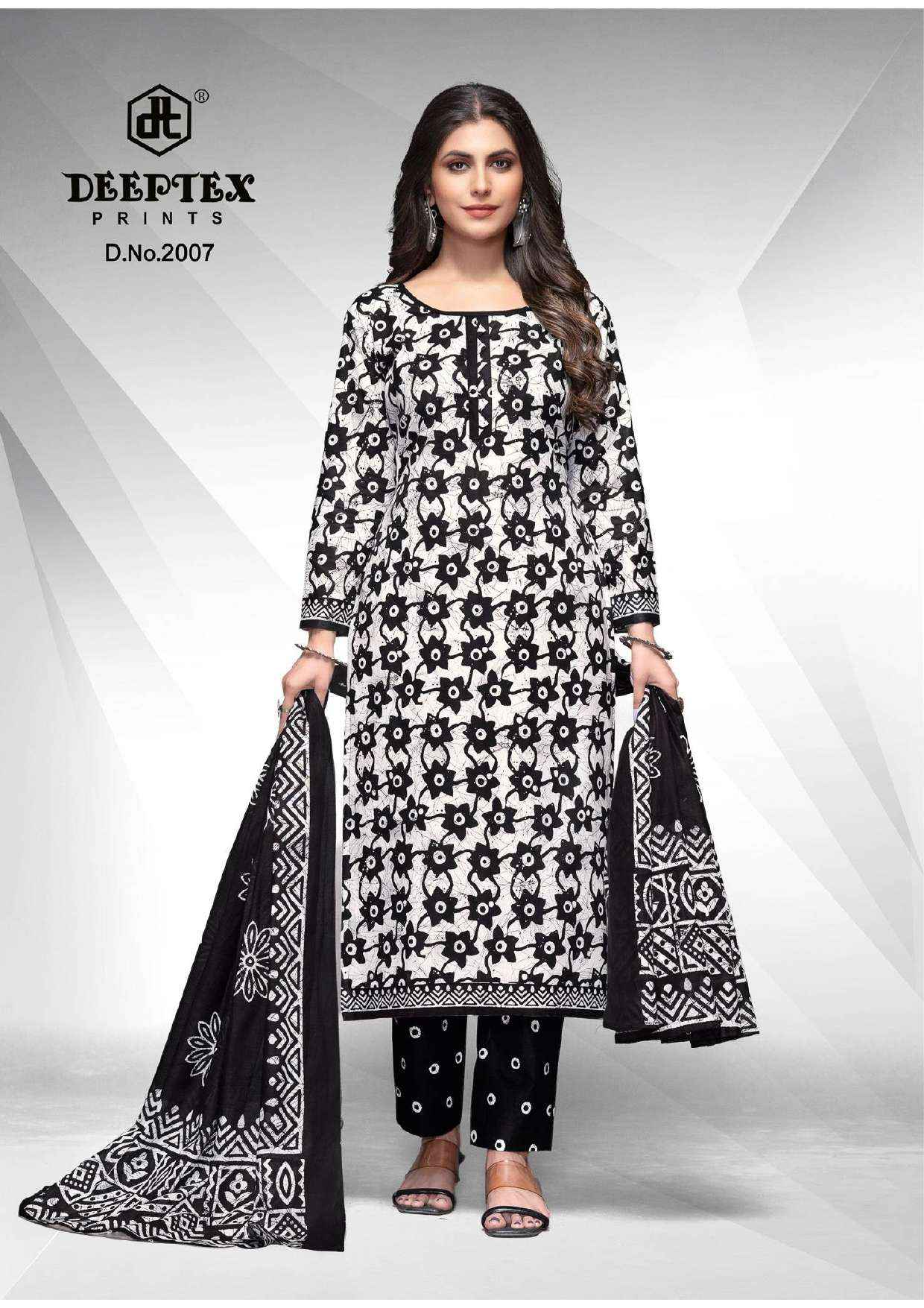 DEEPTEX PRINTS AALIZA BLACK & WHITE SPECIAL VOL 2 PURE COTTON SUITS ( 10 PCS CATALOG )