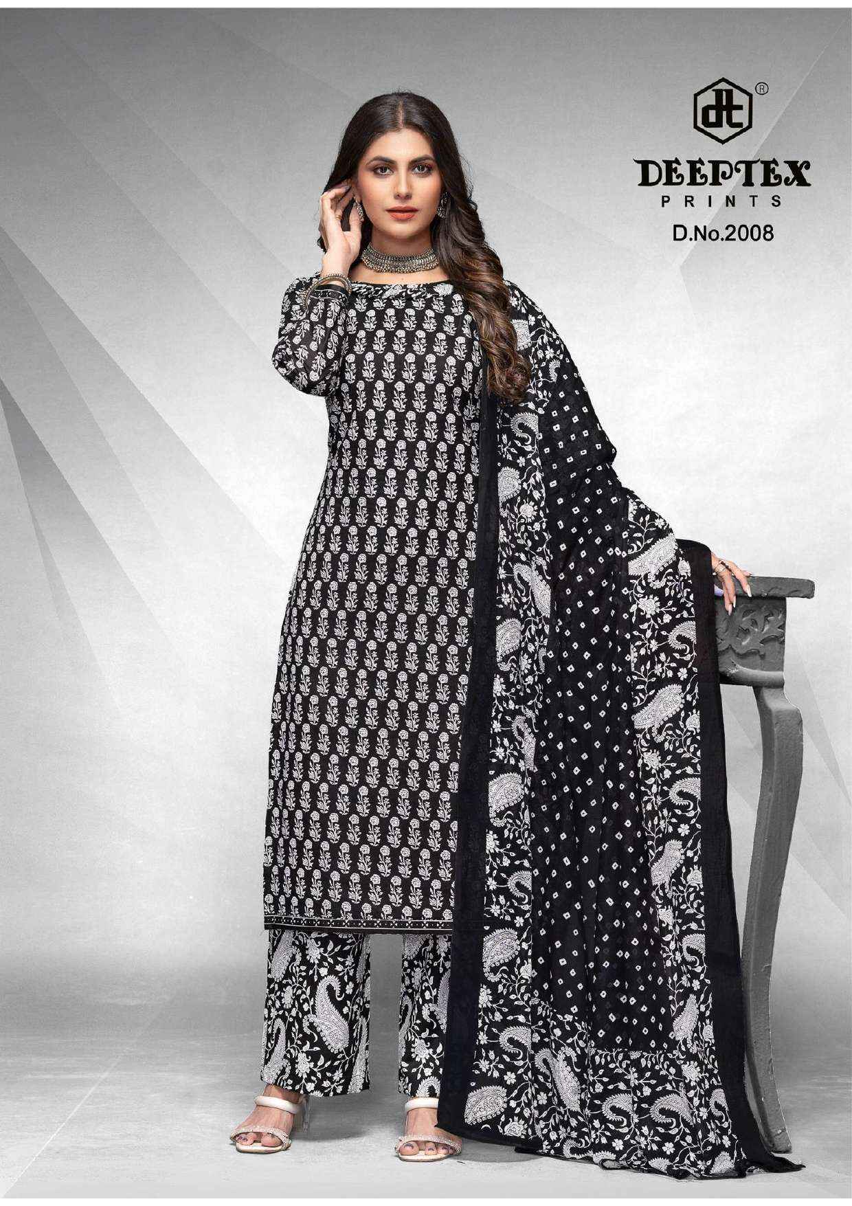 DEEPTEX PRINTS AALIZA BLACK & WHITE SPECIAL VOL 2 PURE COTTON SUITS ( 10 PCS CATALOG )