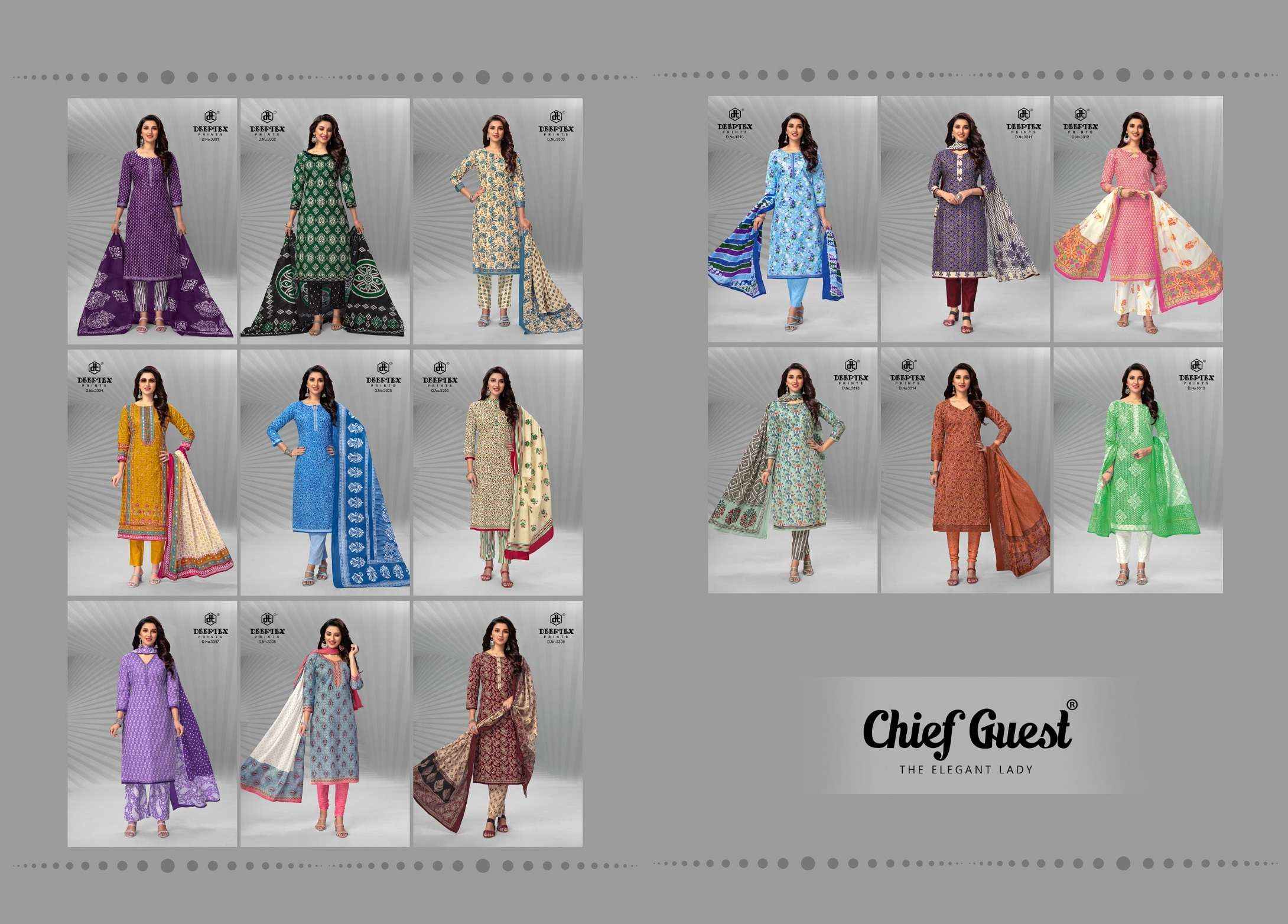 DEEPTEX PRINTS CHIEF GUEST VOL 33 COTTON SALWAR SUITS ( 15 PCS CATALOG )