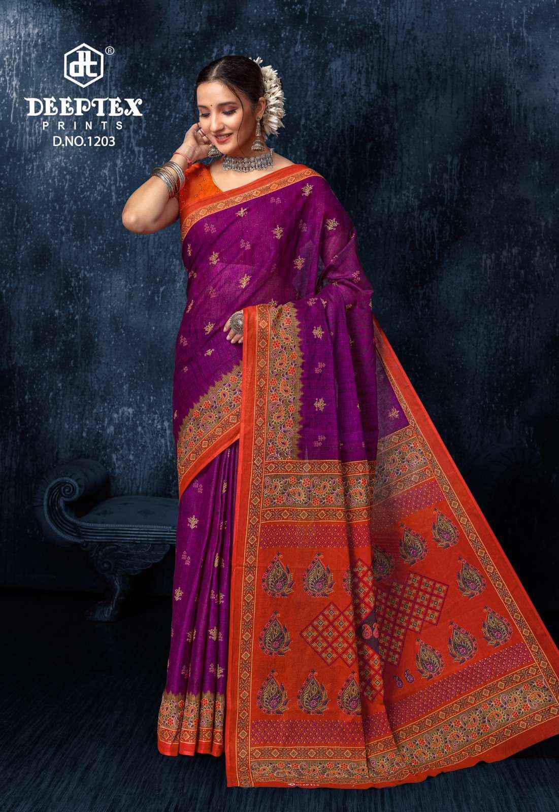 DEEPTEX PRINTS PRIME TIME VOL 12 COTTON PRINT SAREE ( 10 PCS CATALOG )