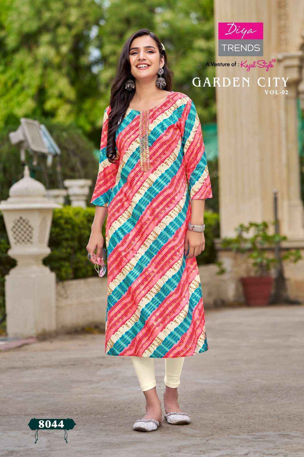 DIYA TRENDS GARDEN CITY VOL 2 RAYON STRAIGHT PATTERN KURTI ( 12 PCS CATALOG )