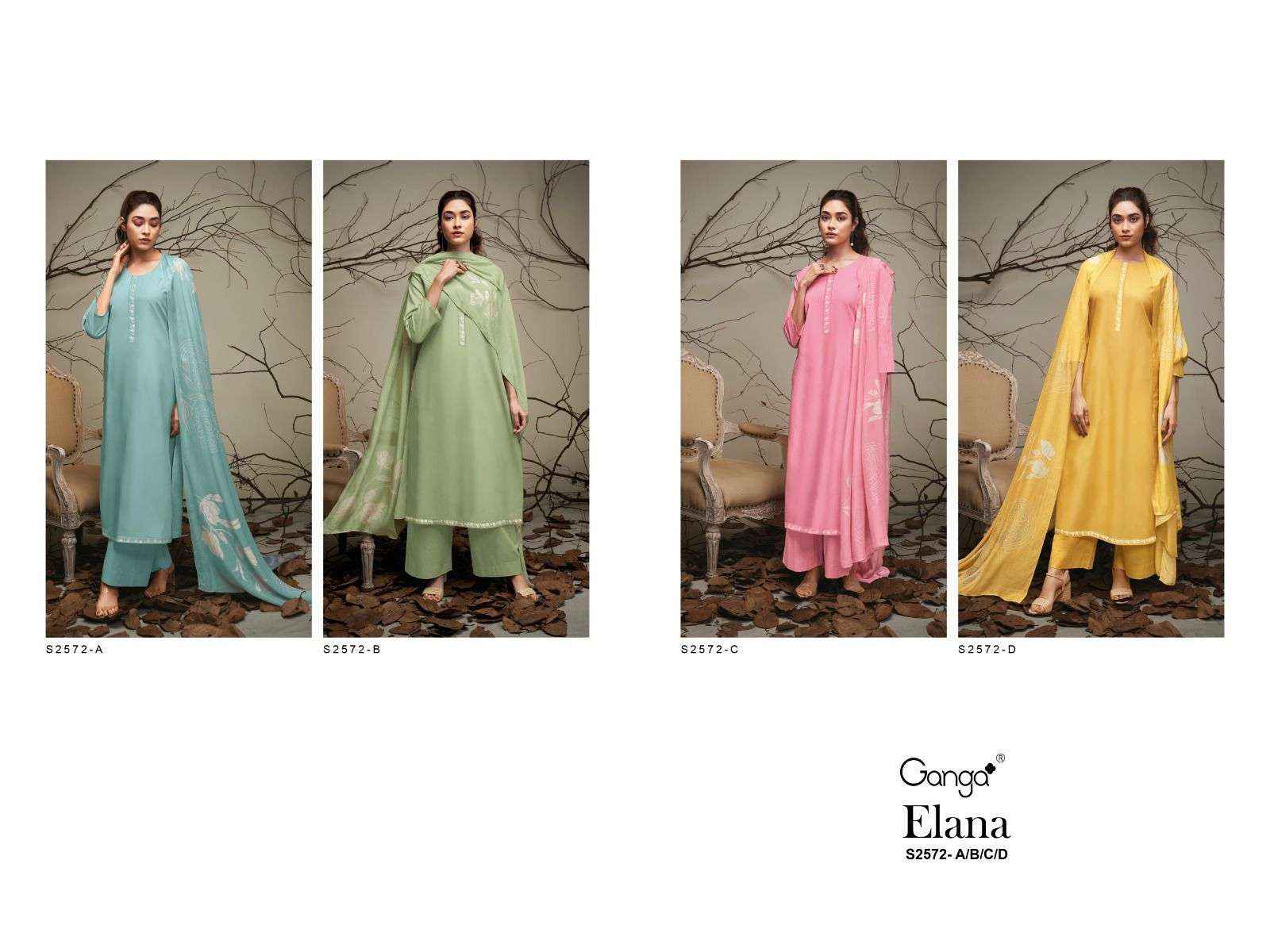 Ganga Elana 2572 Buy Women Cotton Salwar Suit Online Sales (4 pcs catalog )