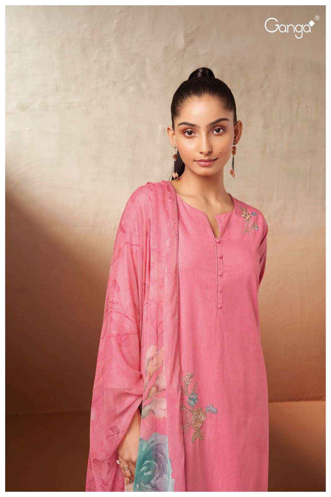 Ganga Ezri 2517 Fancy Work Cotton Suit Ganga Dealer ( 4 pcs catalog )