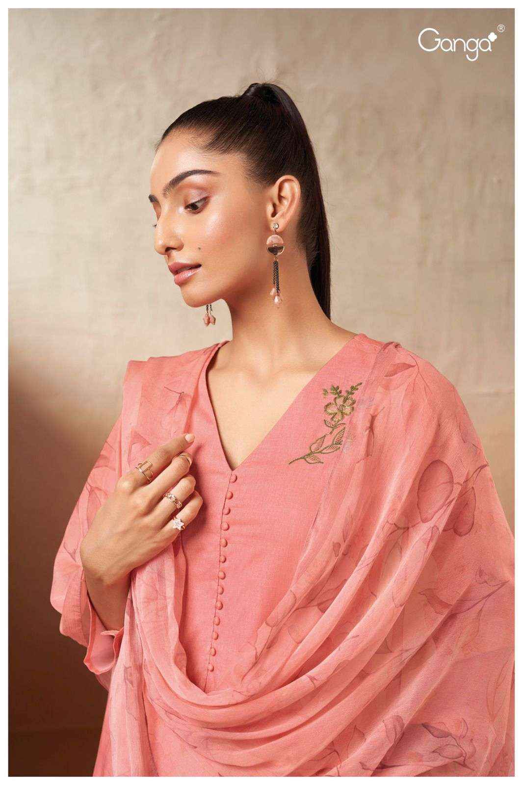 Ganga Ezri 2517 Fancy Work Cotton Suit Ganga Dealer ( 4 pcs catalog )