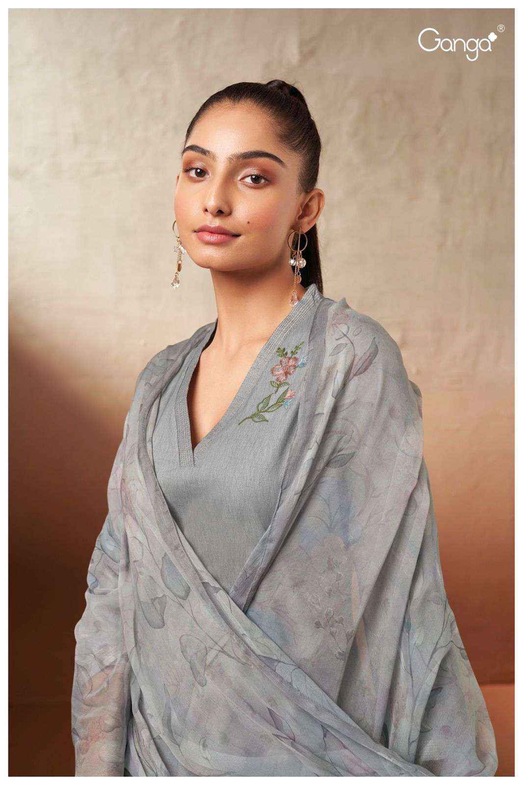 Ganga Ezri 2517 Fancy Work Cotton Suit Ganga Dealer ( 4 pcs catalog )
