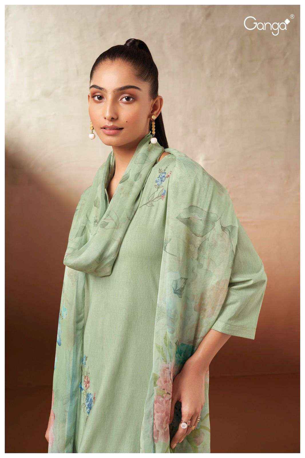 Ganga Ezri 2517 Fancy Work Cotton Suit Ganga Dealer ( 4 pcs catalog )