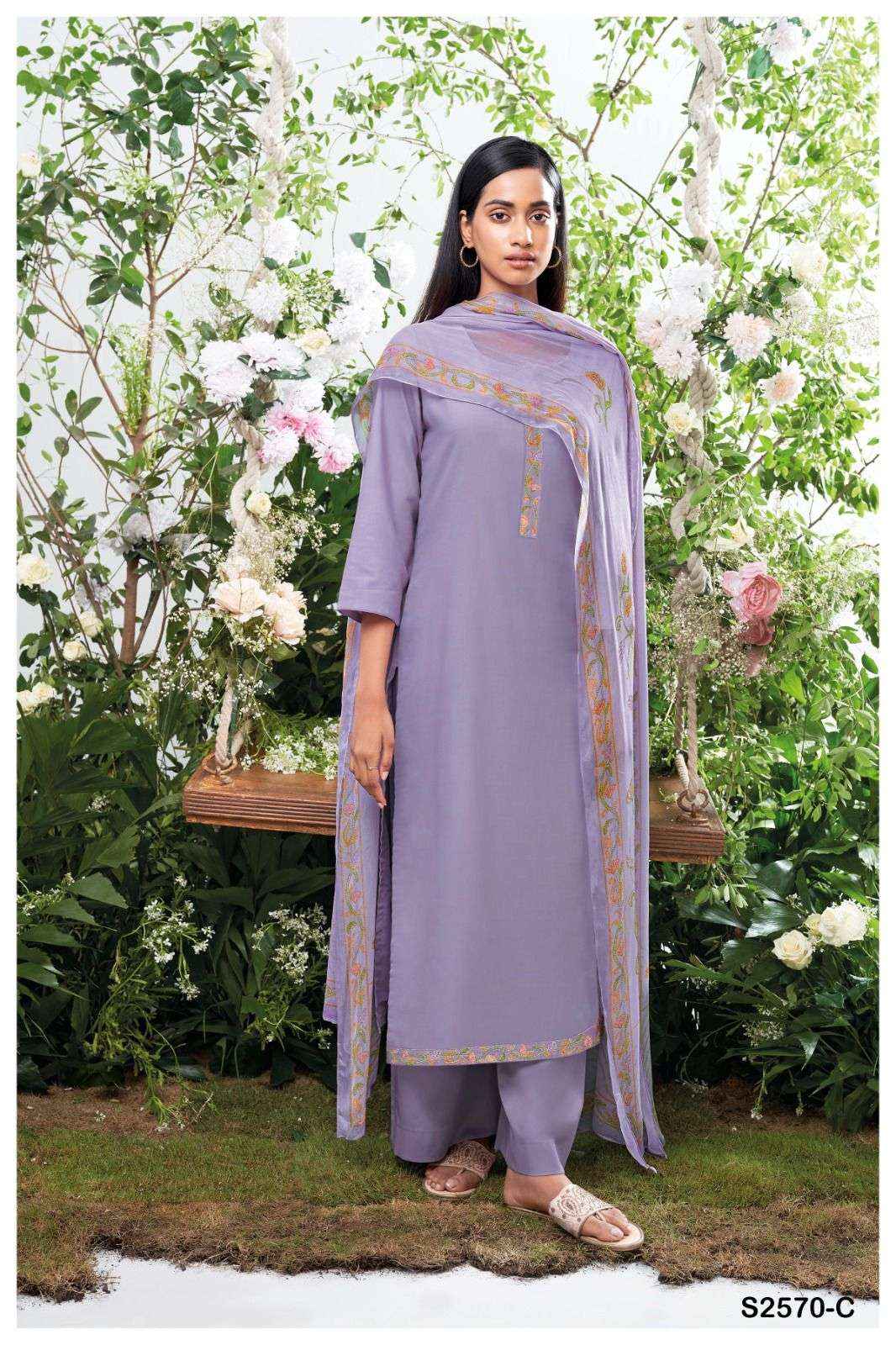 Ganga Pavika 2570 Fancy Silk Cotton Salwar Kameez Catalog  ( 4 pcs catalog )