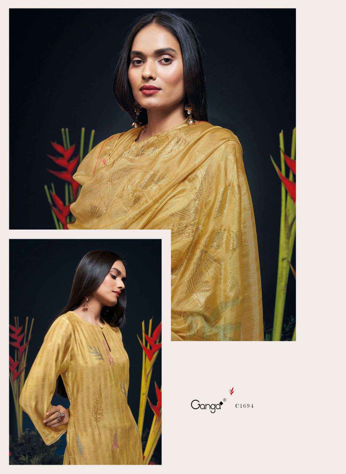 Ganga Zanera Branded Premium Designs Silk Occasion Wear Dress ( 6 pcs catalog )