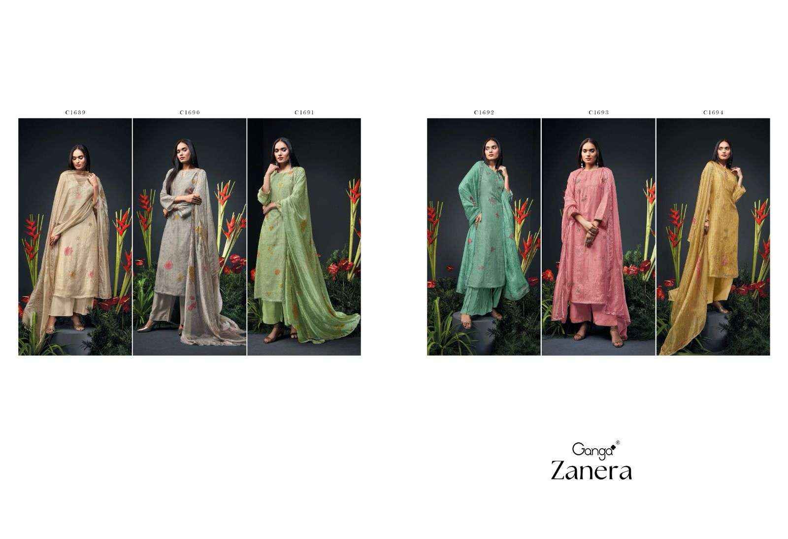 Ganga Zanera Branded Premium Designs Silk Occasion Wear Dress ( 6 pcs catalog )
