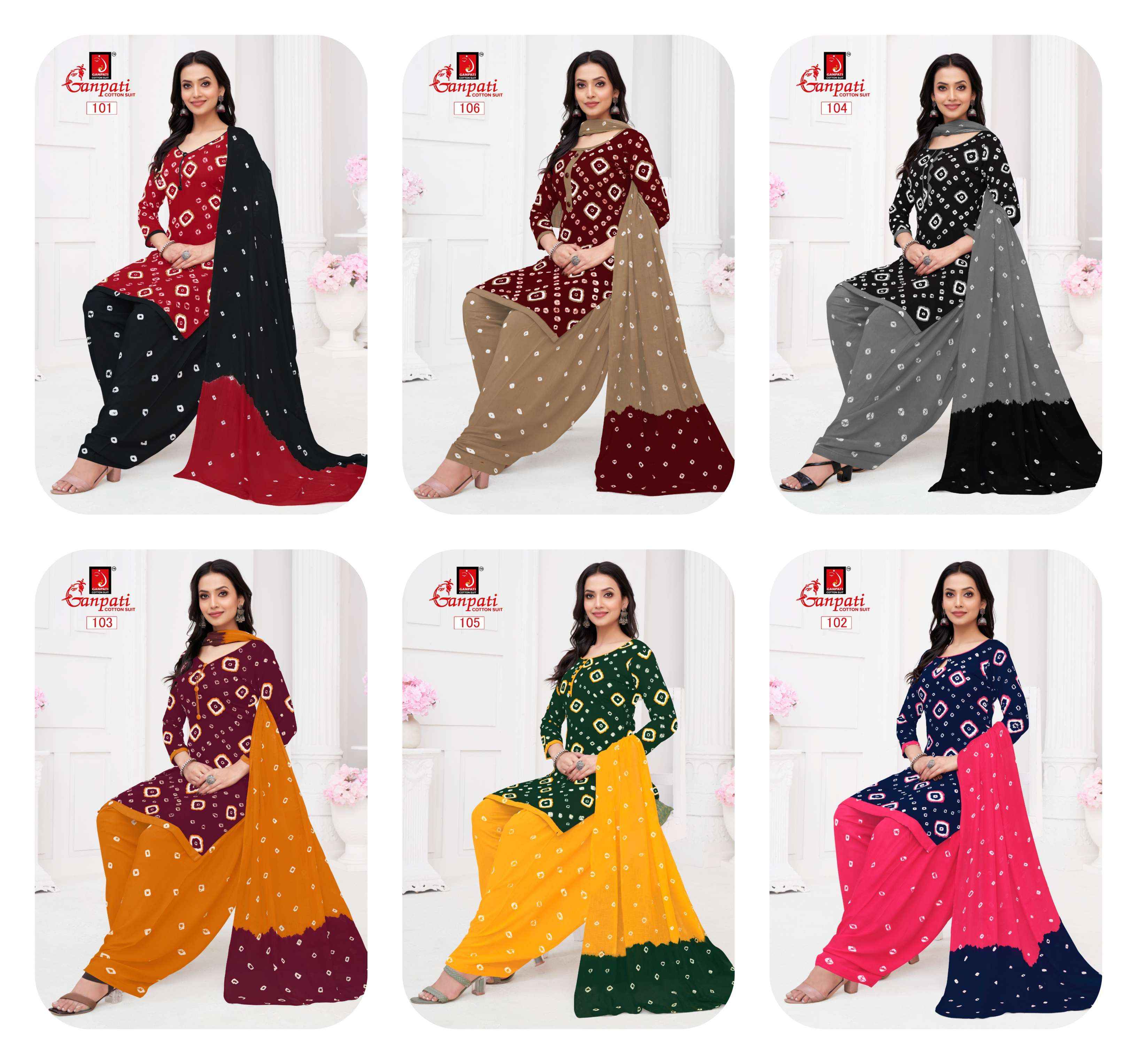 GANPATI BANDHANI VOL 1 COTTON PRINT DRESS MATERIAL ( 6 PCS CATALOG )