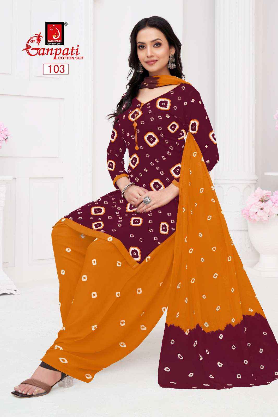 GANPATI BANDHANI VOL 1 COTTON PRINT DRESS MATERIAL ( 6 PCS CATALOG )