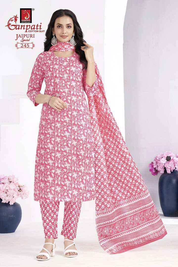 Ganpati Jaipuri Special Vol 10 Pure Cotton Readymade Suits ( 15 Pcs Catalog )