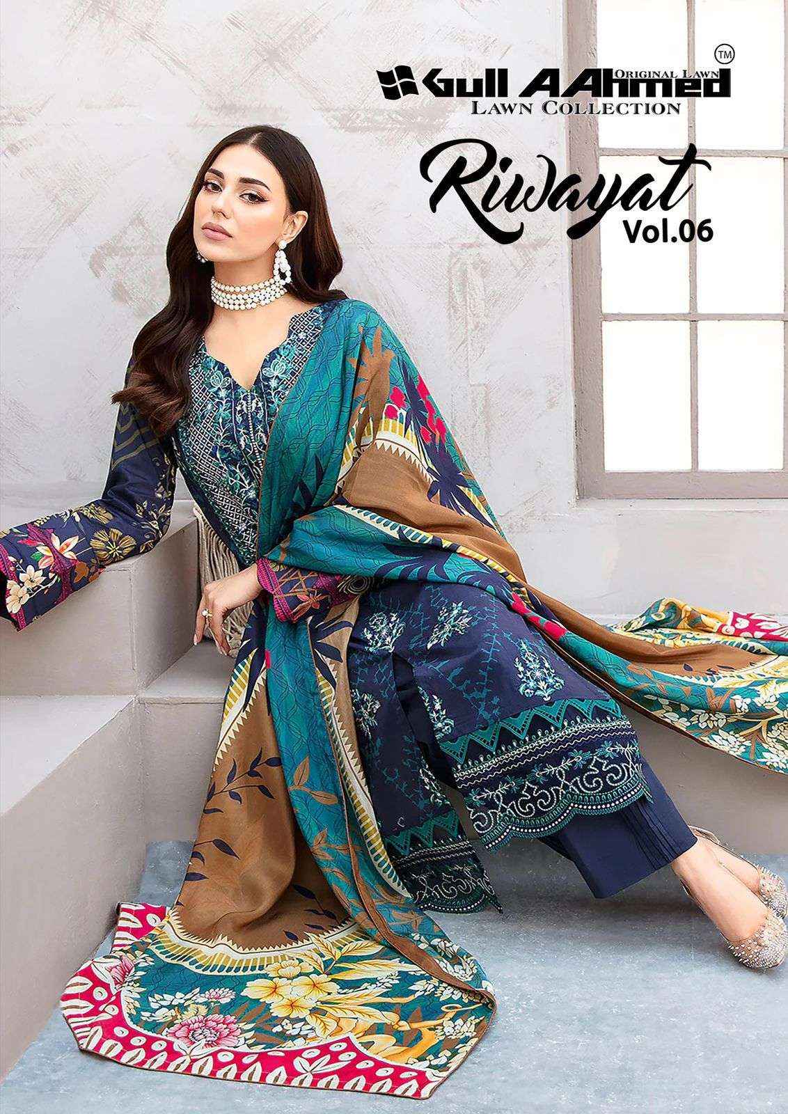 GULL AAHMED RIWAYAT VOL 6 LAWN COTTON DIGITAL PRINT SUITS ( 6 PCS CATALOG )