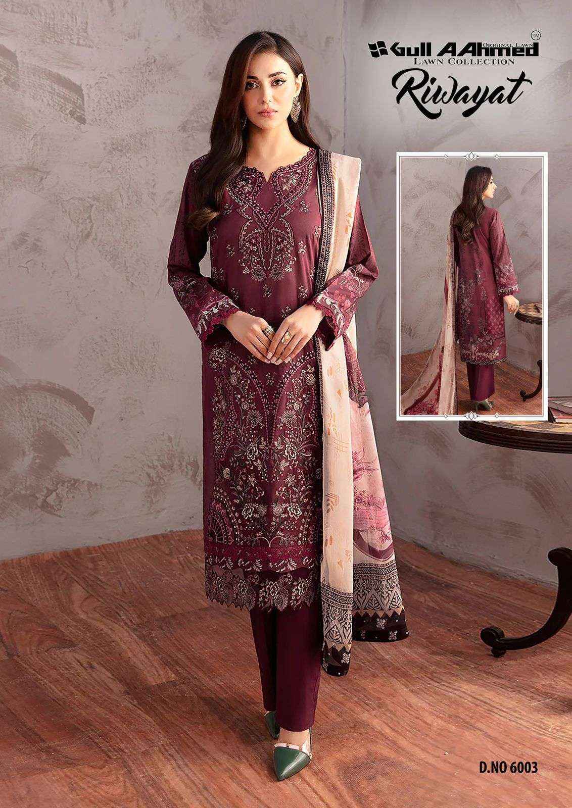 GULL AAHMED RIWAYAT VOL 6 LAWN COTTON DIGITAL PRINT SUITS ( 6 PCS CATALOG )