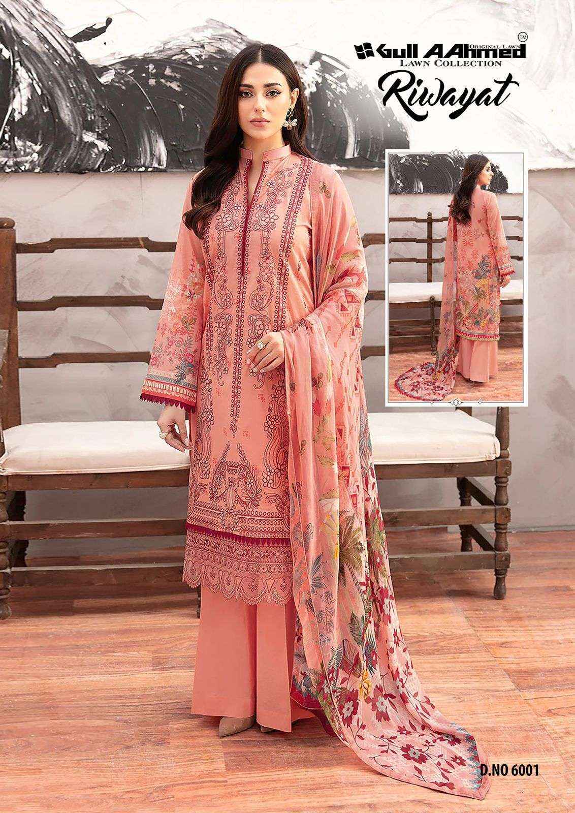 GULL AAHMED RIWAYAT VOL 6 LAWN COTTON DIGITAL PRINT SUITS ( 6 PCS CATALOG )