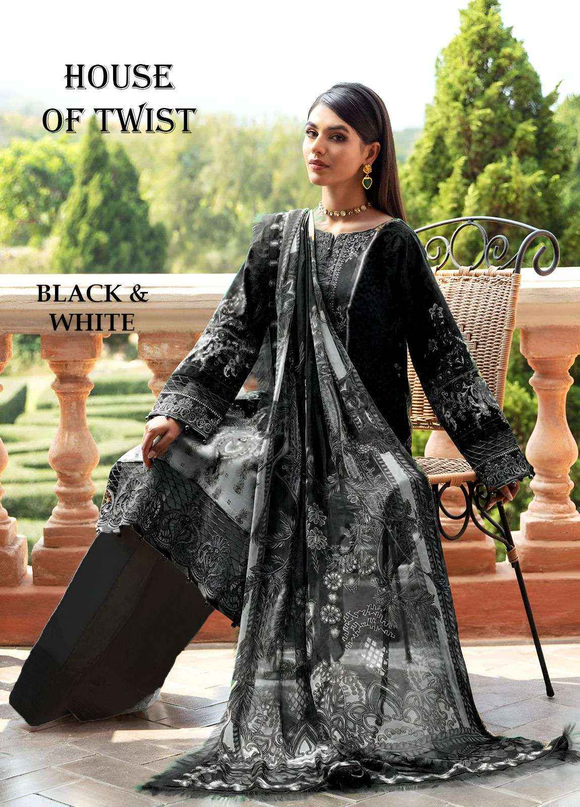 HOUSE OF TWIST BLACK & WHITE COTTON DIGITAL PRINT SALWAR SUITS ( 6 PCS CATALOG )