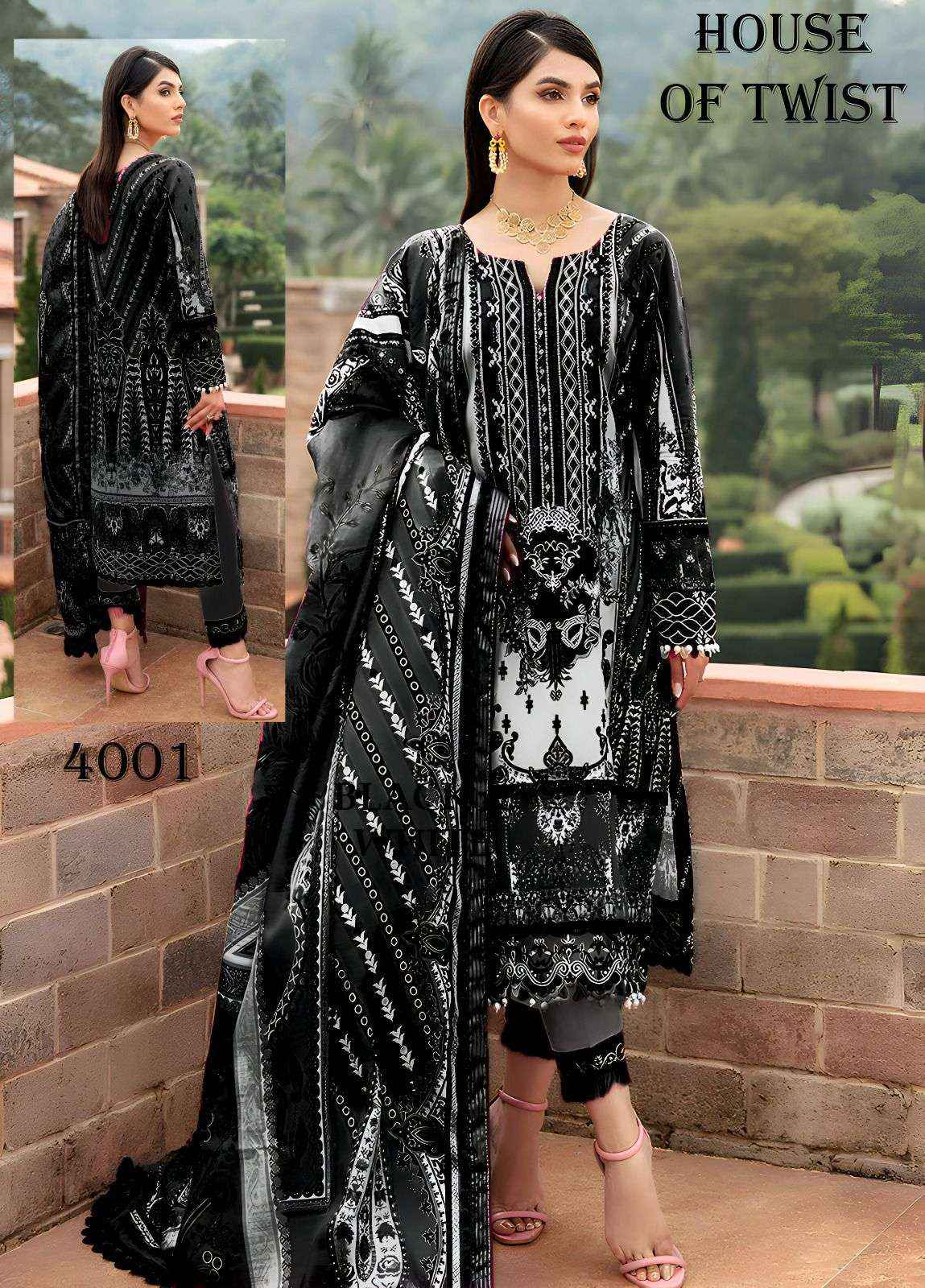 HOUSE OF TWIST BLACK & WHITE COTTON DIGITAL PRINT SALWAR SUITS ( 6 PCS CATALOG )