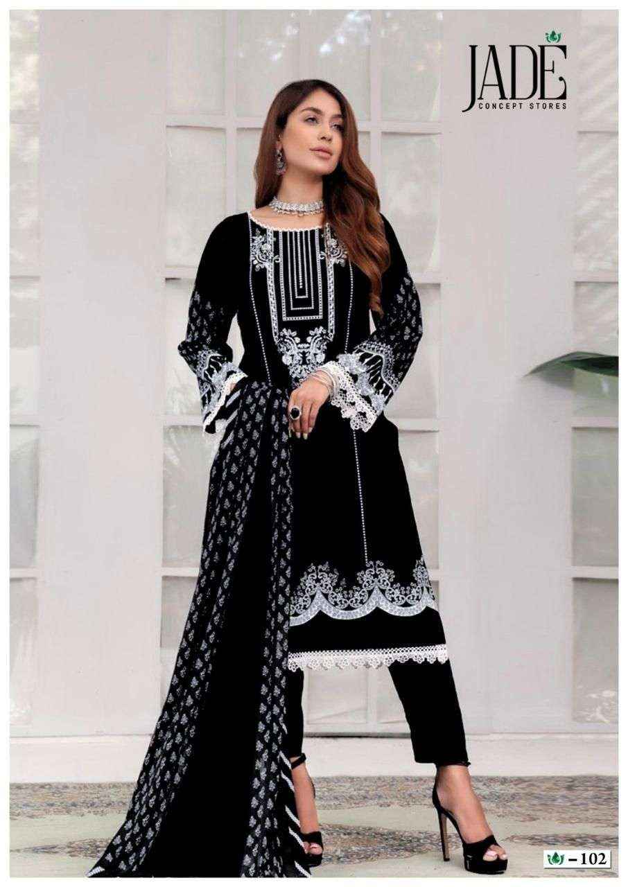 JADE BIN SAEED BLACK AND WHITE LAWN COTTON SUITS ( 6 PCS CATALOG )