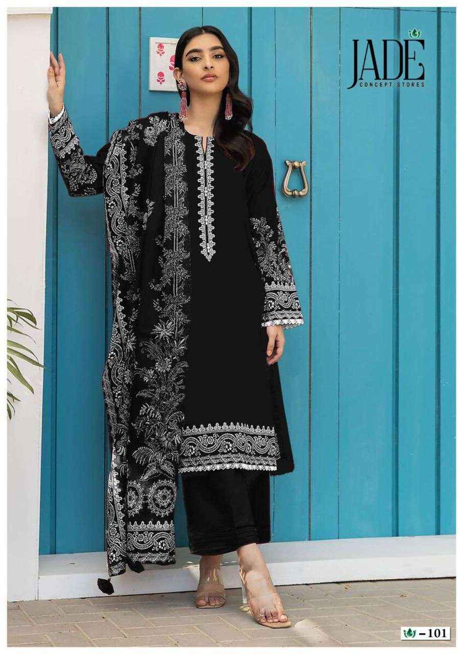 JADE BIN SAEED BLACK AND WHITE LAWN COTTON SUITS ( 6 PCS CATALOG )