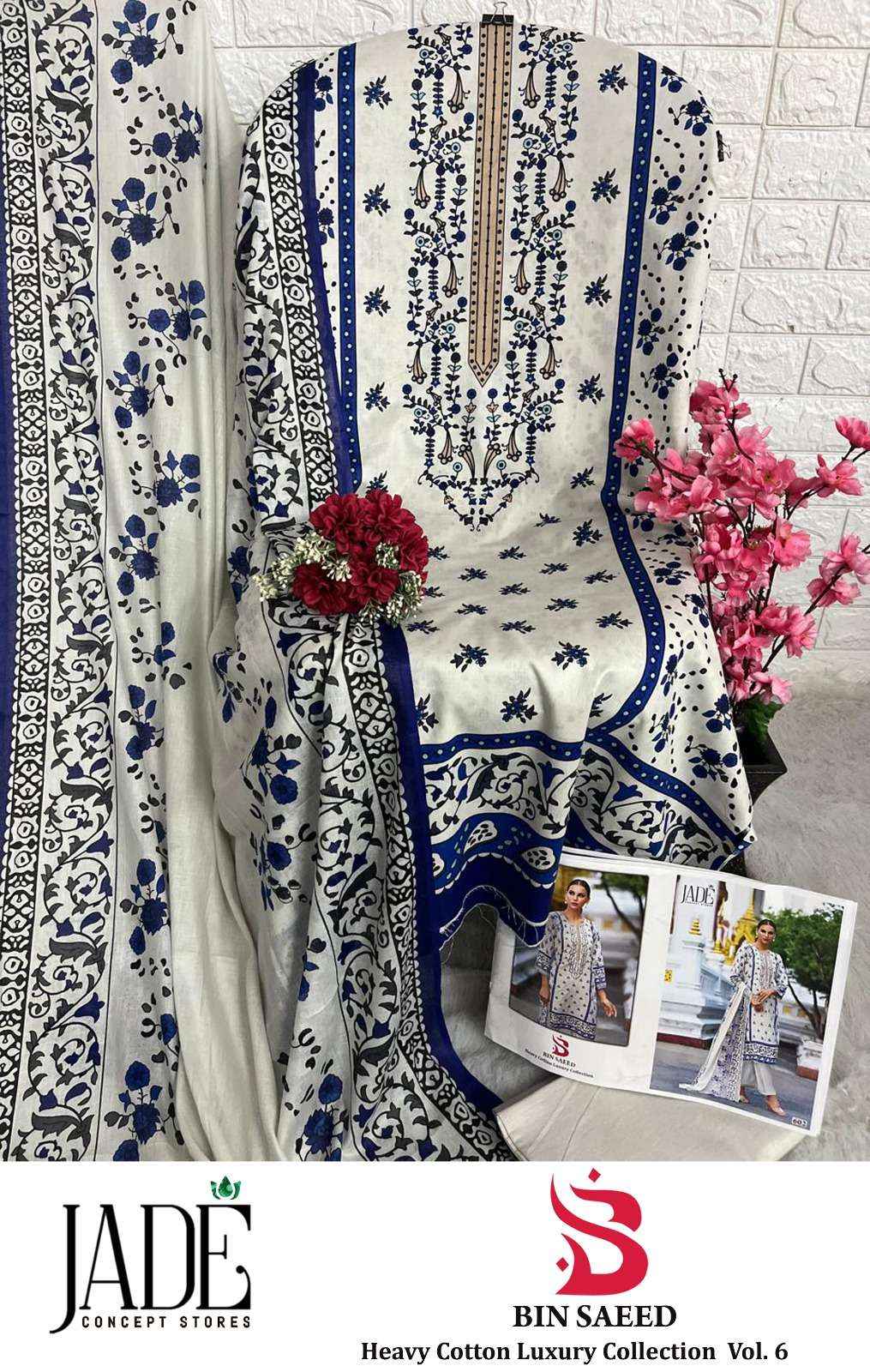 JADE BIN SAEED VOL 6 PURE COTTON PAKISTANI SUITS ( 6 PCS CATALOG )