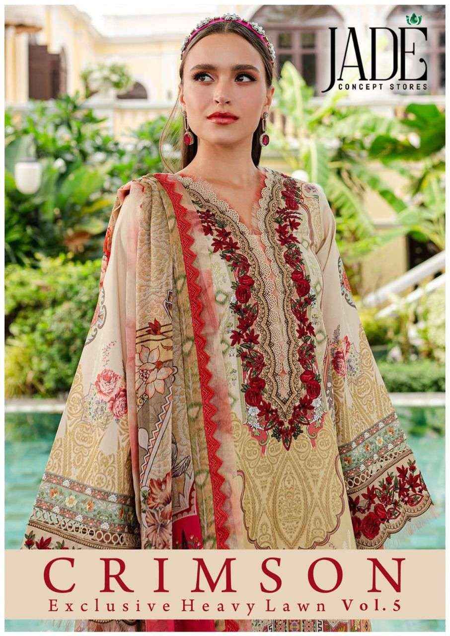 JADE CRIMSON EXCLUSIVE HEAVY LAWN COLLECTION VOL 5 LAWN COTTON SUITS ( 6 PCS CATALOG )