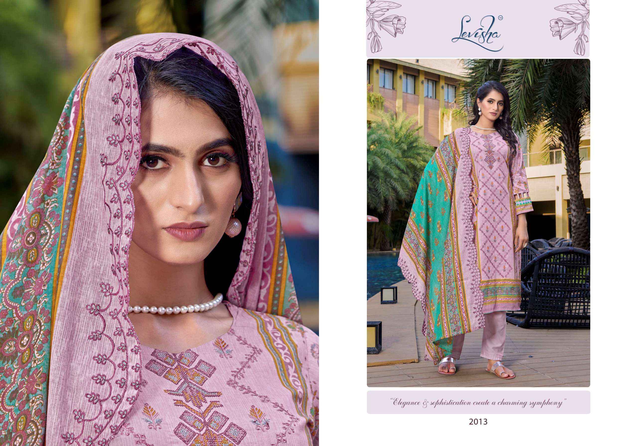 LEVISHA BINSAEED NX COTTON PRINT WITH EMBROIDERY WORK SUITS ( 6 PCS CATALOG )