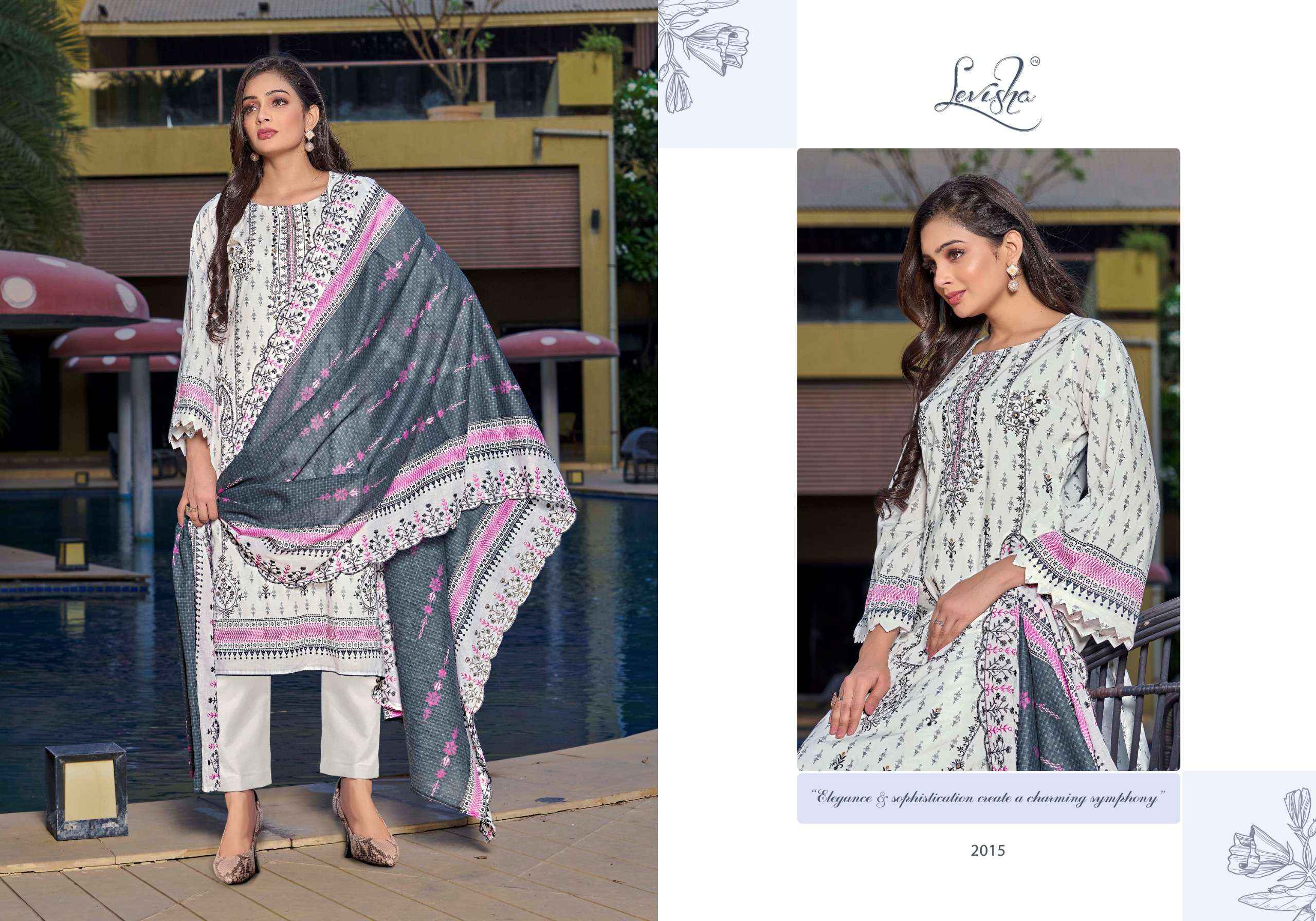 LEVISHA BINSAEED NX COTTON PRINT WITH EMBROIDERY WORK SUITS ( 6 PCS CATALOG )