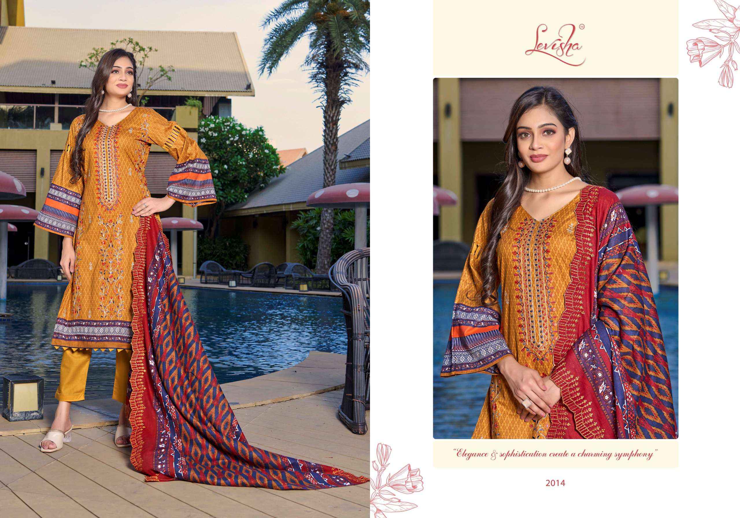 LEVISHA BINSAEED NX COTTON PRINT WITH EMBROIDERY WORK SUITS ( 6 PCS CATALOG )
