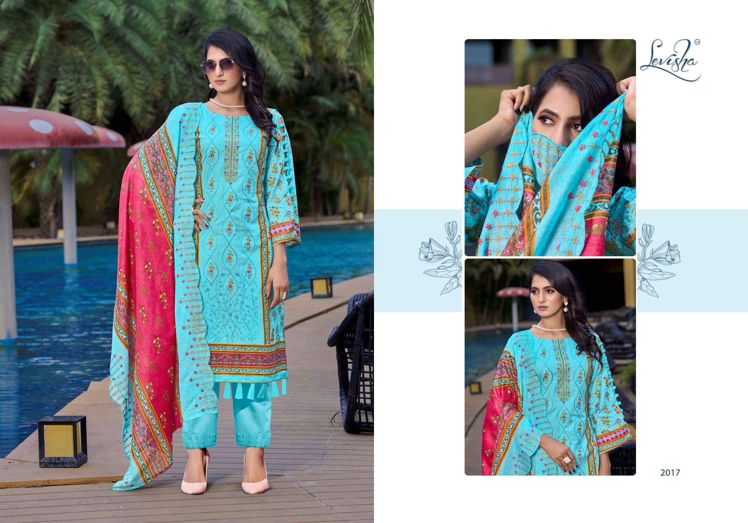 LEVISHA BINSAEED NX COTTON PRINT WITH EMBROIDERY WORK SUITS ( 6 PCS CATALOG )