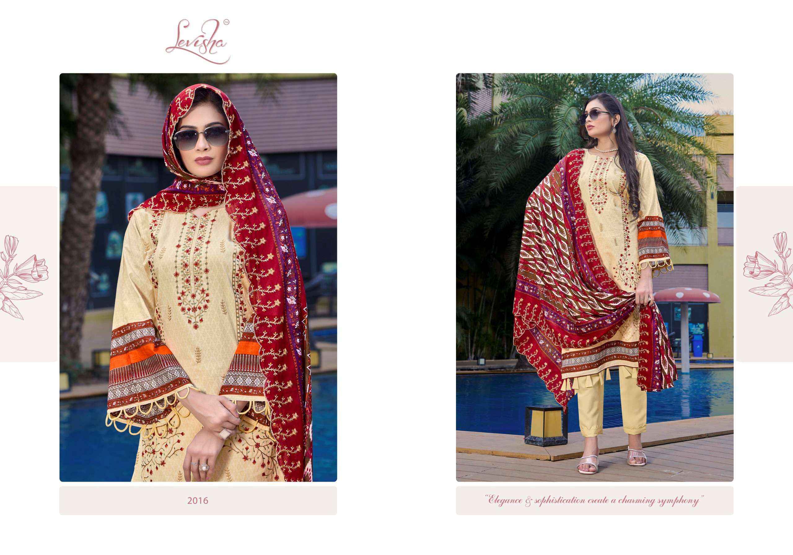LEVISHA BINSAEED NX COTTON PRINT WITH EMBROIDERY WORK SUITS ( 6 PCS CATALOG )