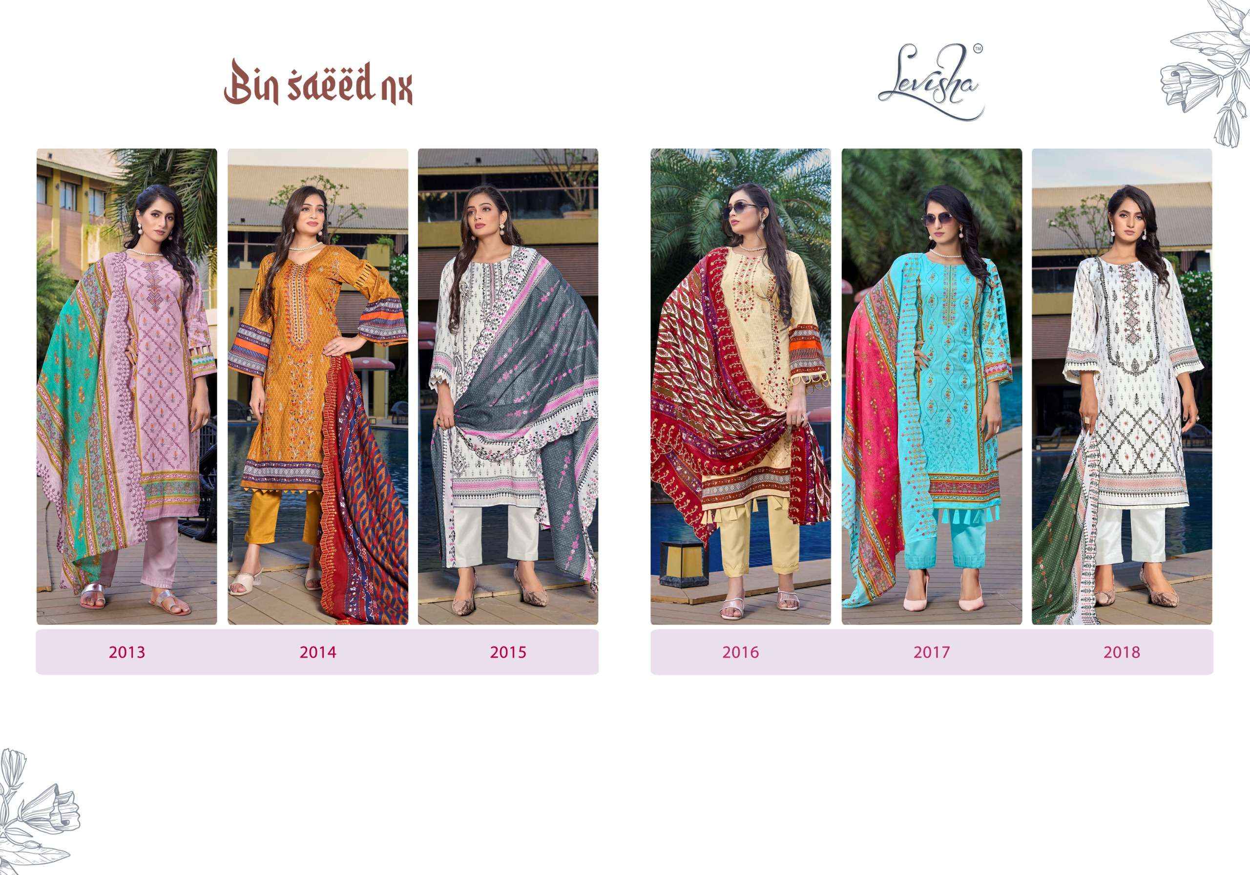 LEVISHA BINSAEED NX COTTON PRINT WITH EMBROIDERY WORK SUITS ( 6 PCS CATALOG )