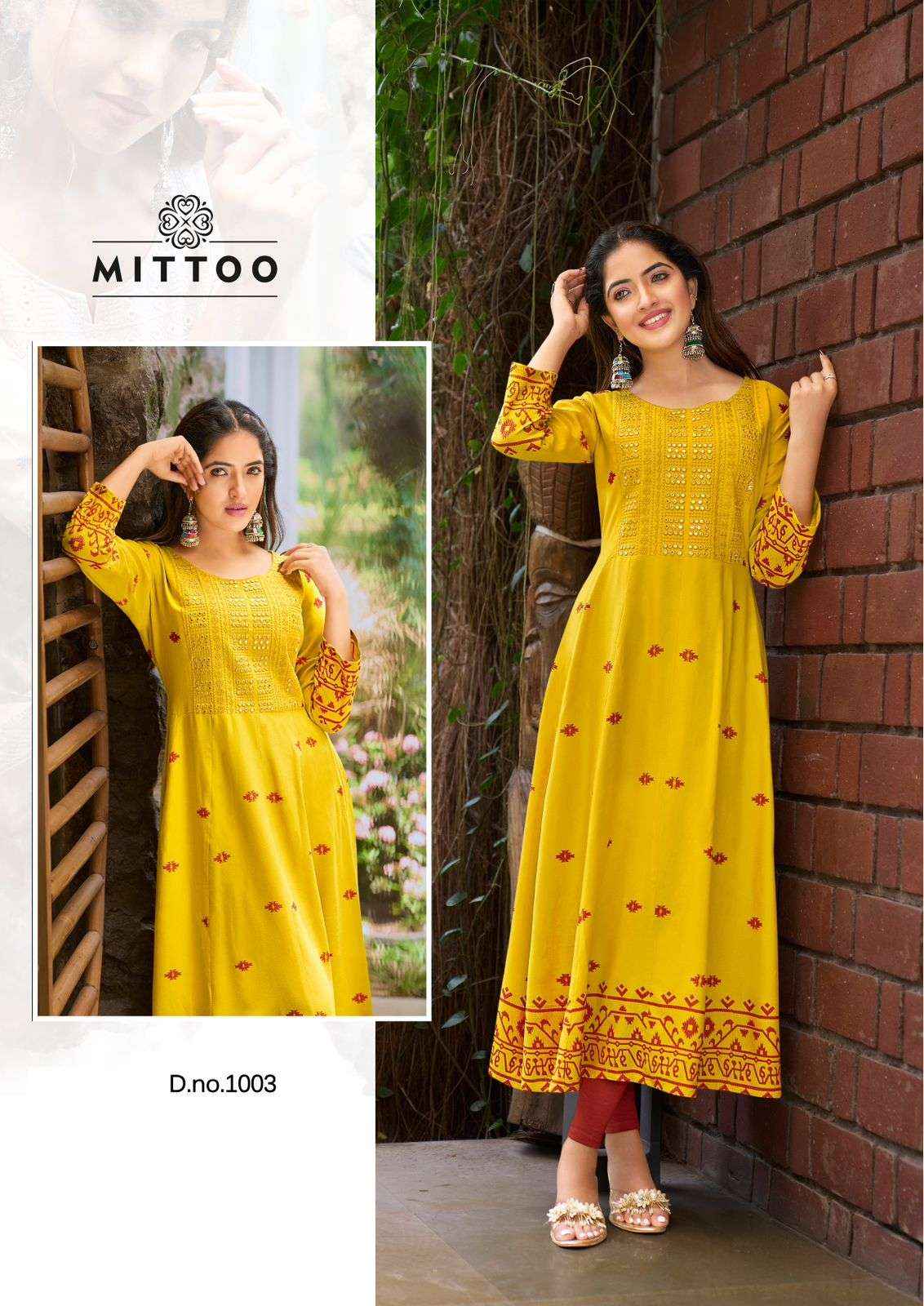 Mittoo Alisha Exclusive Flair Long Gown Kurti New Designs ( 4 Pcs Catalog )