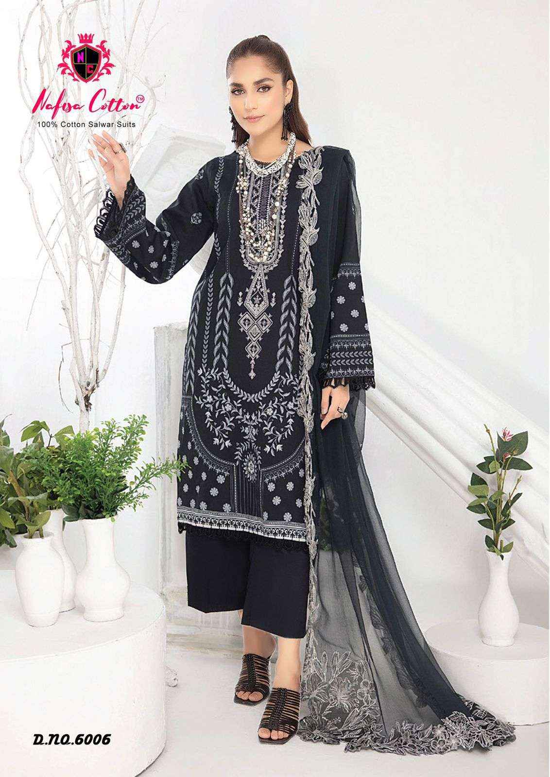 NAFISA COTTON BLACK & WHITE VOL 6 COTTON KARACHI SUIT ( 6 PCS CATALOG )