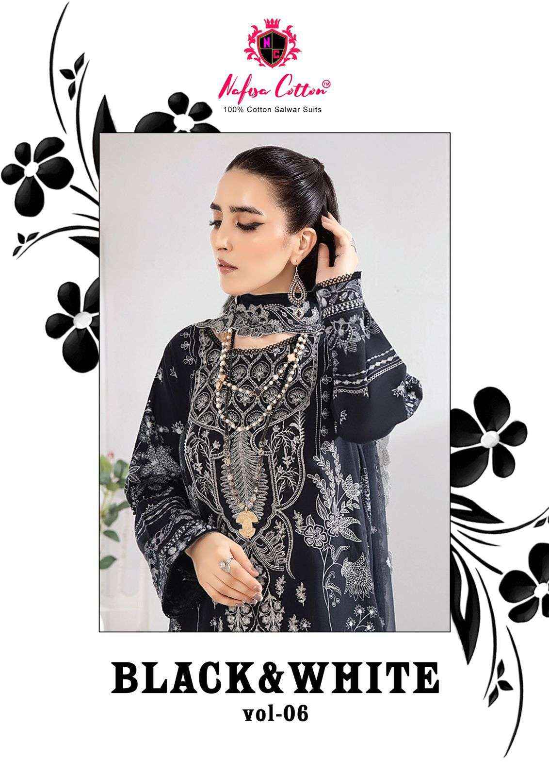 NAFISA COTTON BLACK & WHITE VOL 6 COTTON KARACHI SUIT ( 6 PCS CATALOG )