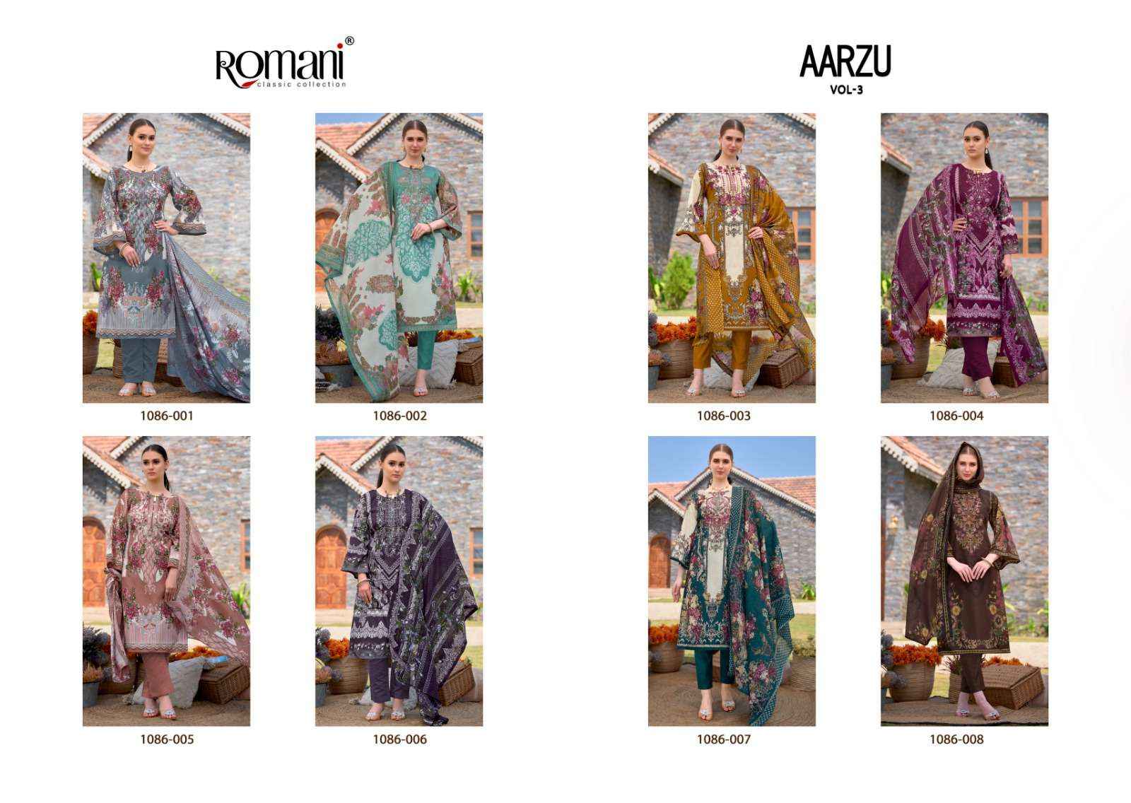 ROMANI AARZU VOL 3 COTTON DIGITAL PRINT SALWAR SUITS ( 8 PCS CATALOG )