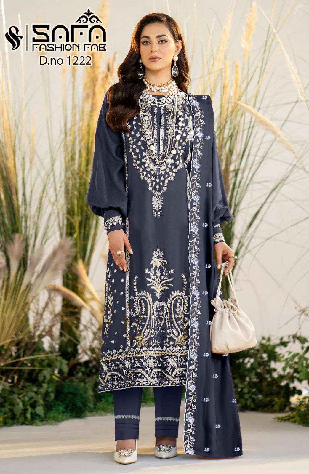 Safa Fashion Fab 1222 Exclusive Pakistani Readymade Designer Suit Dealers ( 3 pcs catalog )