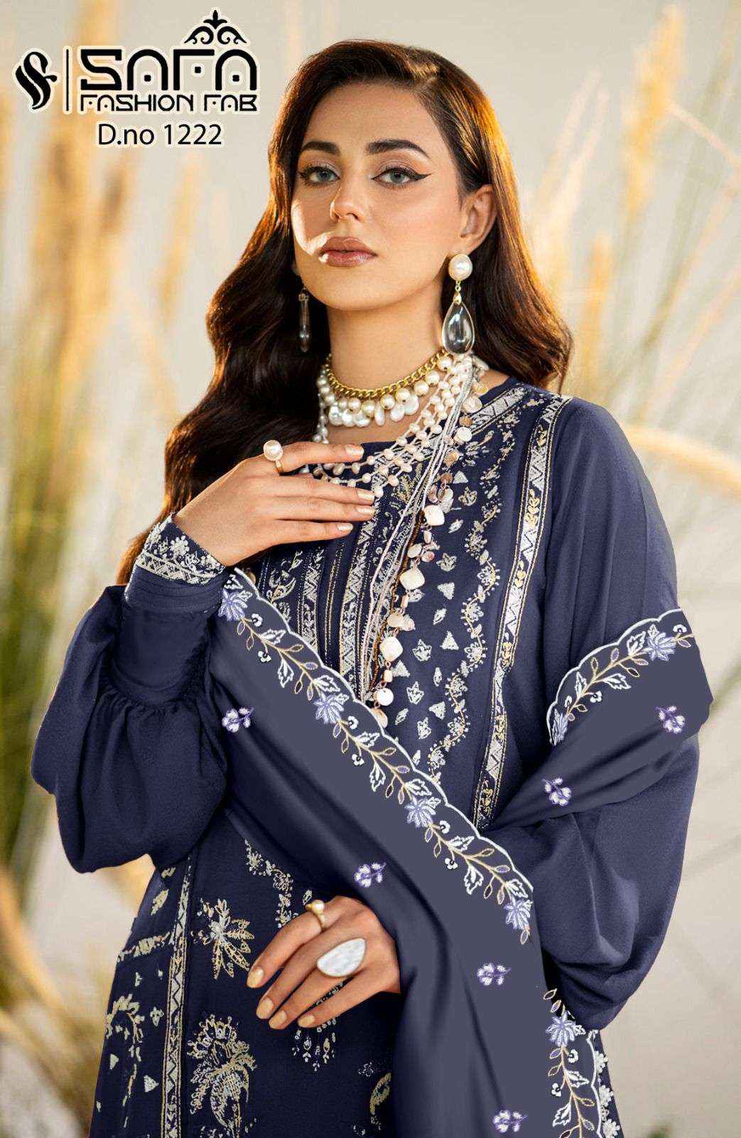 Safa Fashion Fab 1222 Exclusive Pakistani Readymade Designer Suit Dealers ( 3 pcs catalog )