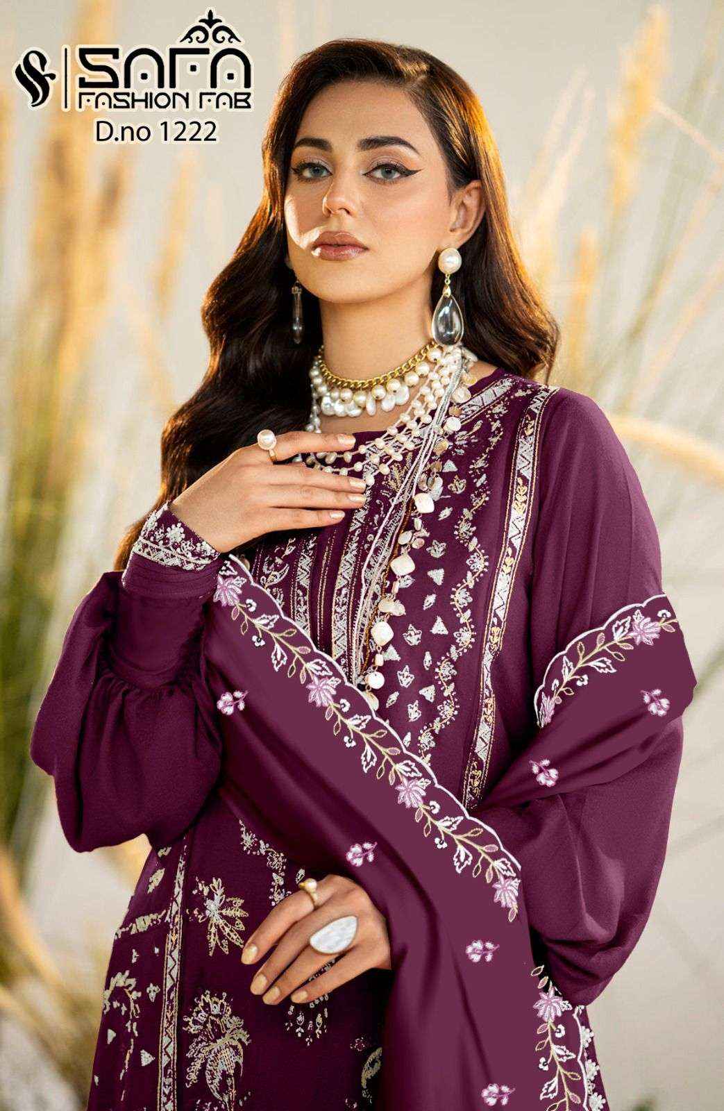 Safa Fashion Fab 1222 Exclusive Pakistani Readymade Designer Suit Dealers ( 3 pcs catalog )