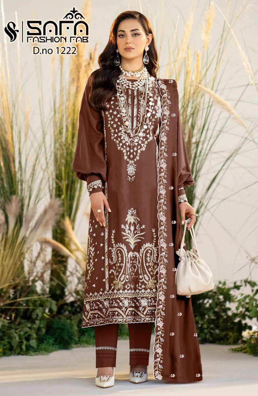 Safa Fashion Fab 1222 Exclusive Pakistani Readymade Designer Suit Dealers ( 3 pcs catalog )