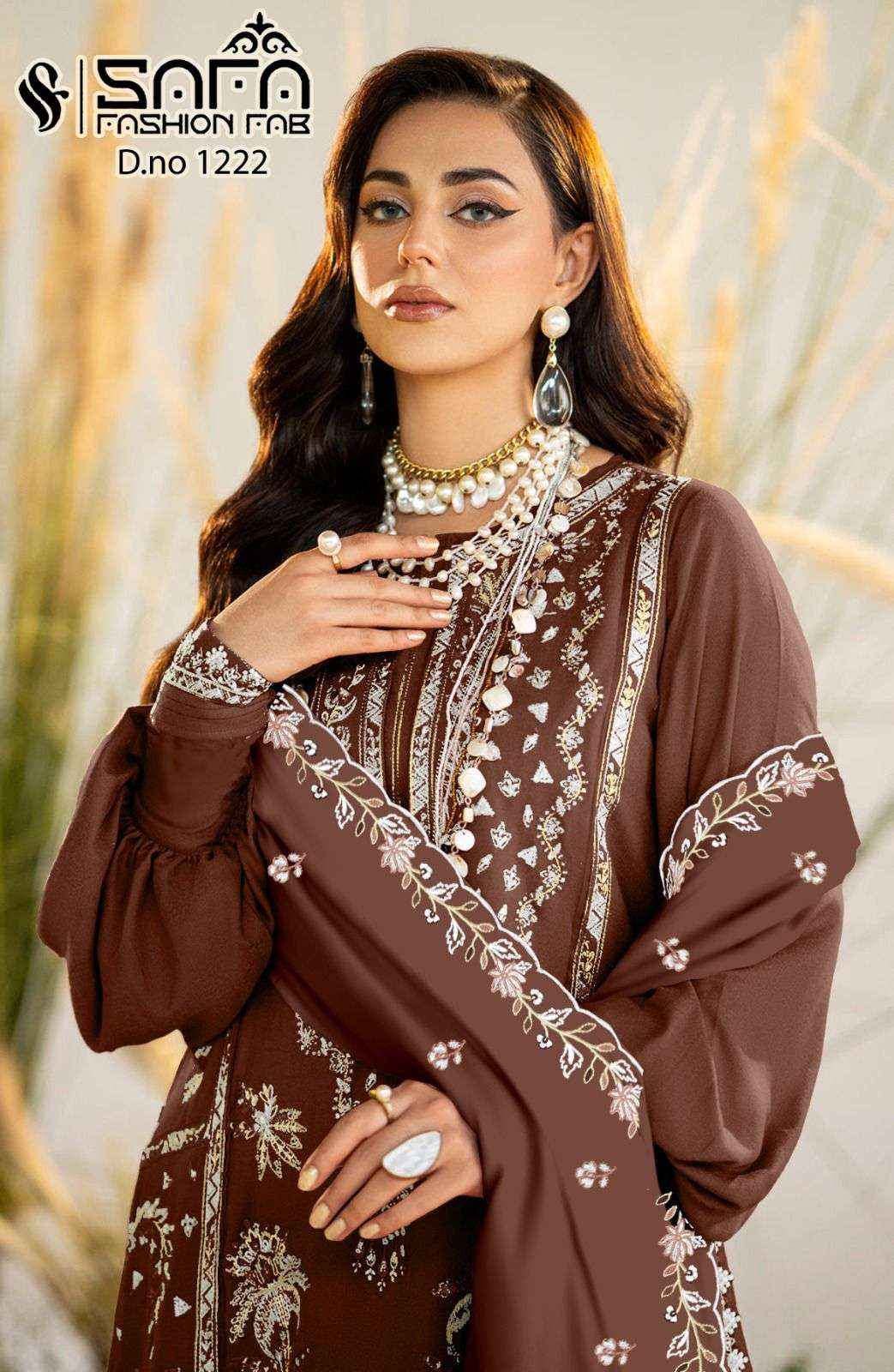 Safa Fashion Fab 1222 Exclusive Pakistani Readymade Designer Suit Dealers ( 3 pcs catalog )