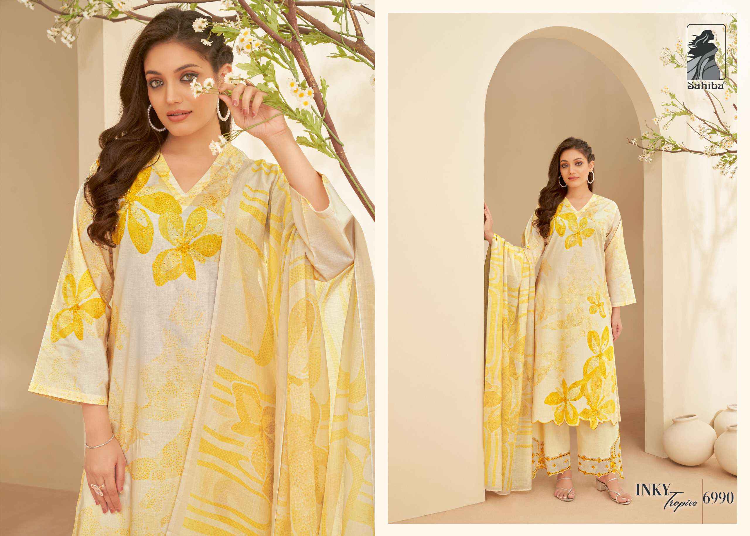 Sahiba Inky Tropies Vol 2 Palazzo Style Casula Wear Suit Catalog ( 3 pcs catalog )